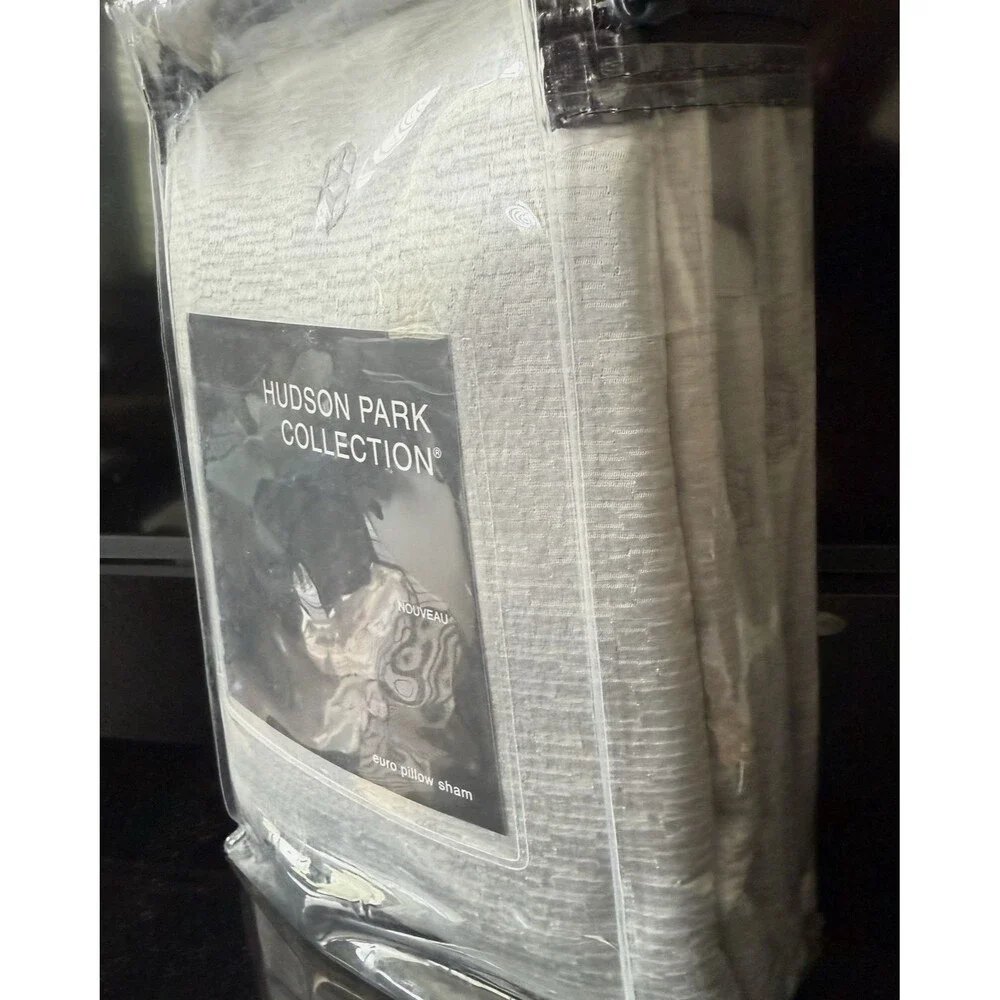Hudson Park Nouveau Quilted EURO Sham Silver Color - Retail $150